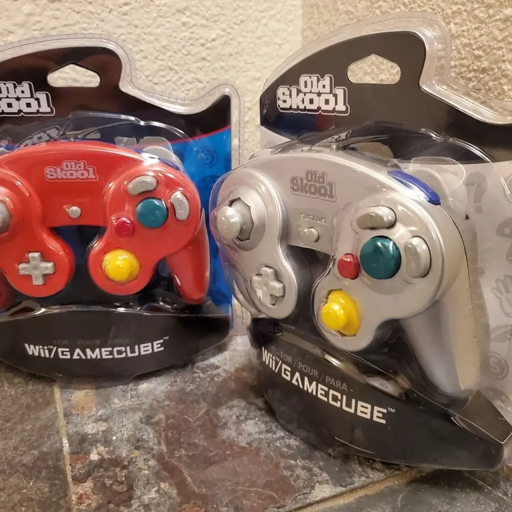 2 Gamecube Controllers - Red & Silver (NEW) - Nintendo - Old Skool